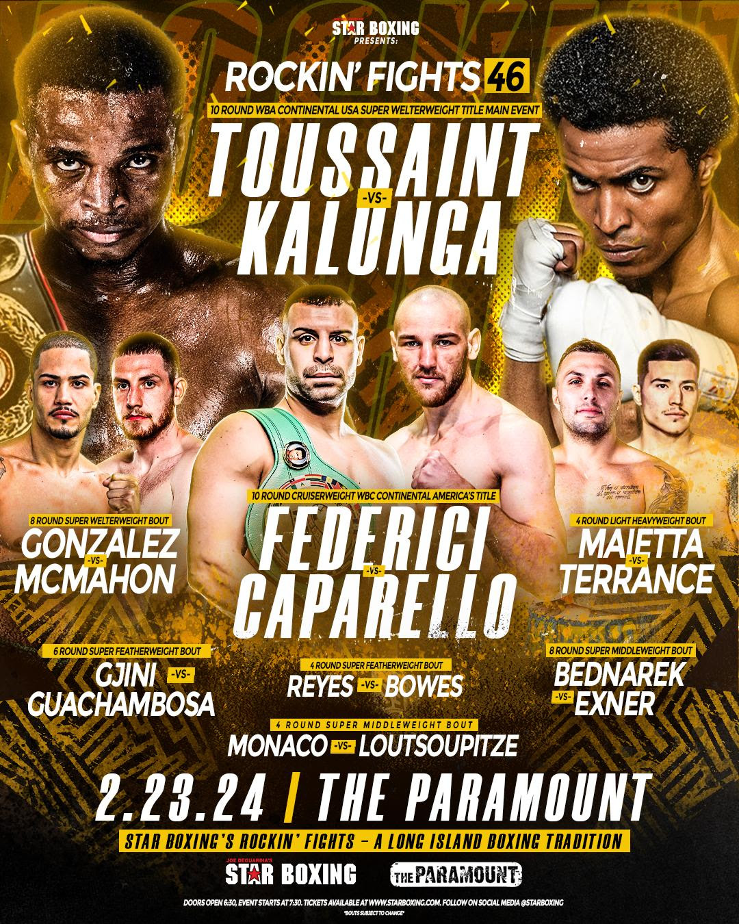 â€œROCKINâ€™ FIGHTSâ€ 46 UNDERCARD FIGHTS ANNOUNCED: