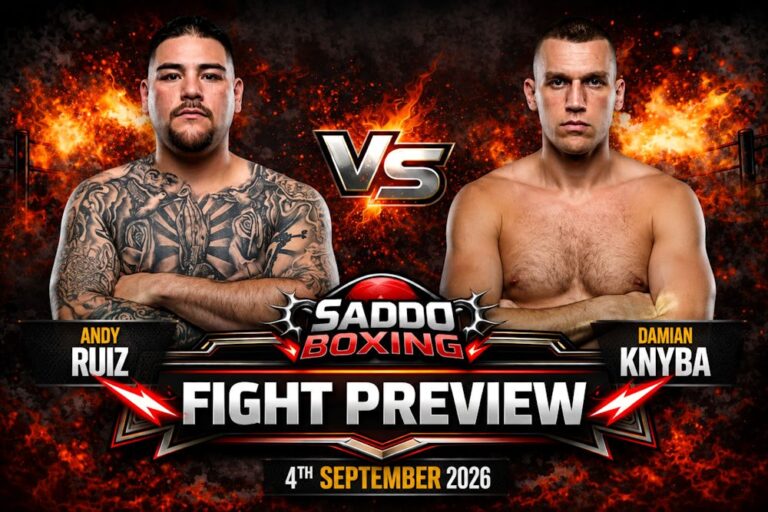 Andy Ruiz Jr vs Damian Knyba boxing fight preview for September 4 2026 in Newark, New Jersey