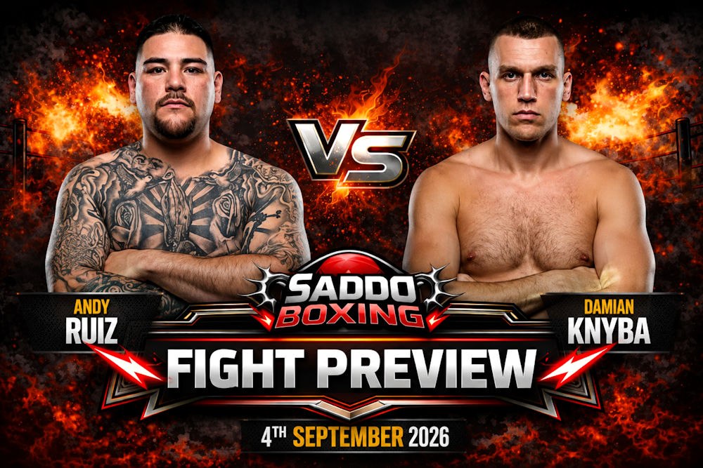 Andy Ruiz Jr vs Damian Knyba boxing fight preview for September 4 2026 in Newark, New Jersey