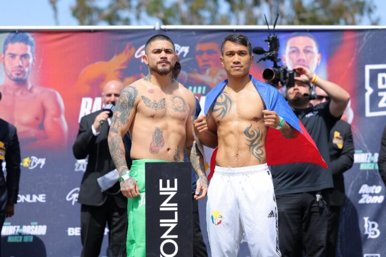 OFFICIAL WEIGHTS AND PHOTOSÂ JOSEPH â€œJOJOâ€ DIAZ, JR. VS. MERCITO â€œNO MERCYâ€ GESTASATURDAY, MARCH 18 â€“ LIVE ONÂ DAZN