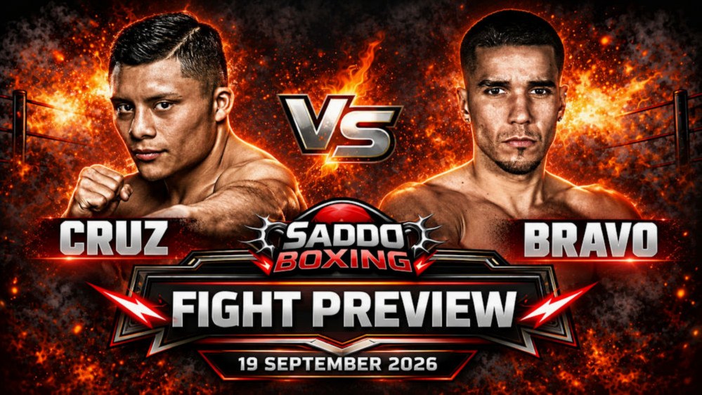 Isaac Cruz vs Nestor Bravo fight preview graphic for their WBC super-lightweight title fight on September 19, 2026