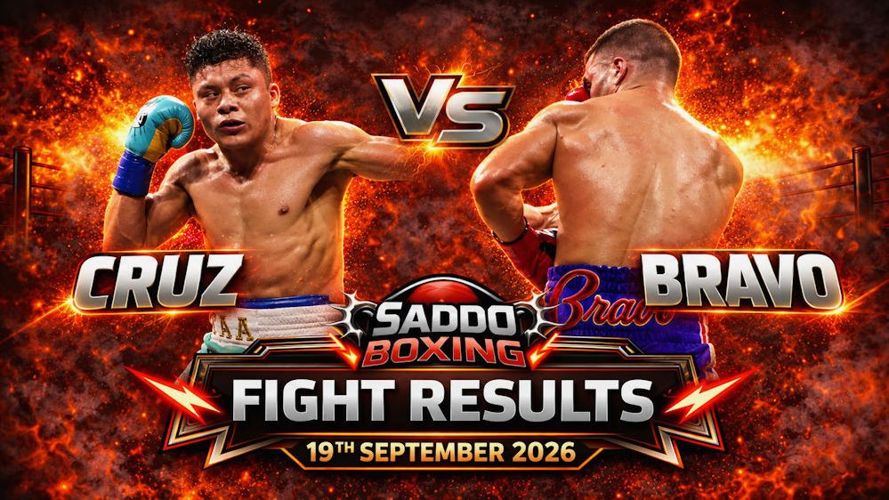 Isaac Cruz vs Nestor Bravo fight results graphic after Cruz scored a sixth-round knockout on September 19, 2026