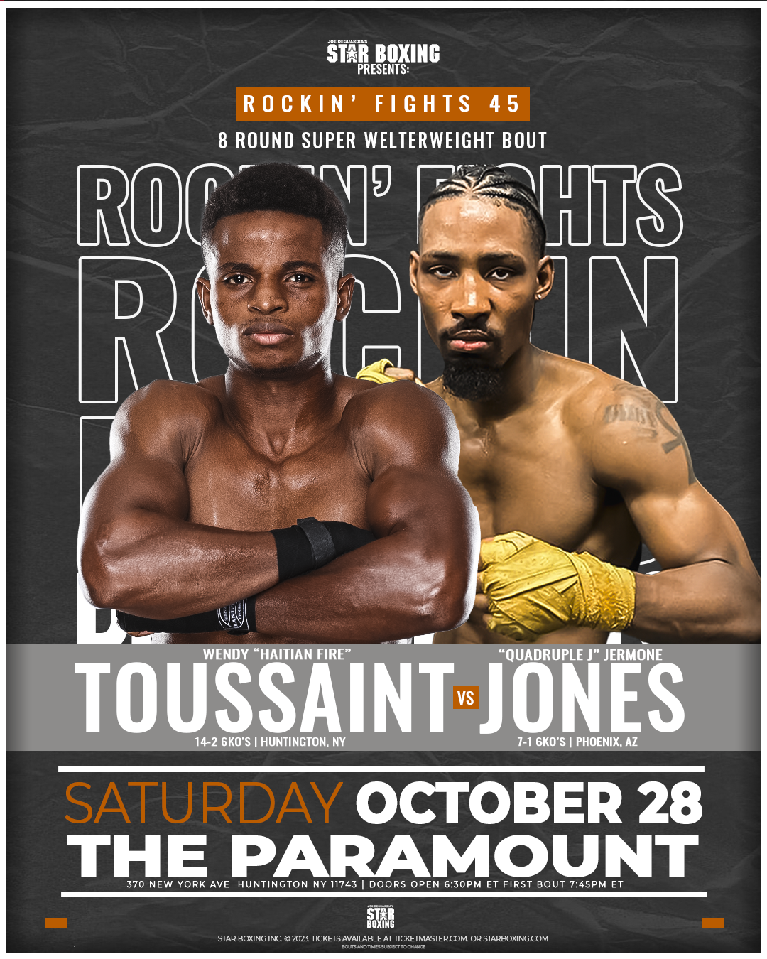 WENDY â€œHAITIAN FIREâ€ TOUSSAINT ANNOUNCED AS CO-FEATURE OCTOBER 28TH AT â€œROCKINâ€™ FIGHTSâ€ vs JERMONE JONES